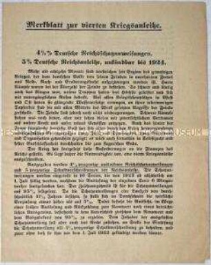 Merkblatt zur 4. Kriegsanleihe
