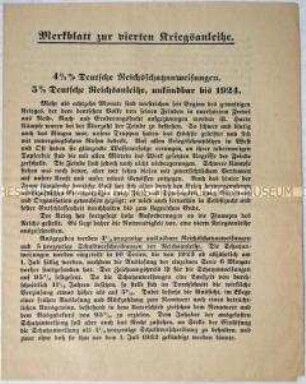 Merkblatt zur 4. Kriegsanleihe