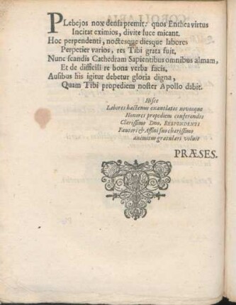 Gratulatio [Beiträger: Præses.]