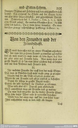 Von den Freunden und der Freundschafft