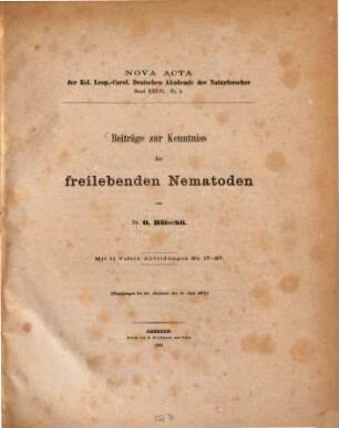 Beiträge zur Kenntniss der freilebenden Nematoden : mit 11 Tafeln, Abbildungen No. 17-27