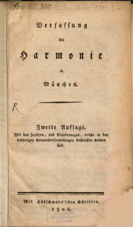 Verfassung der Harmonie in München