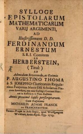Sylloge epistolarum Mathematicarum