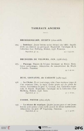 Tableaux Anciens (Nr. 274-301)