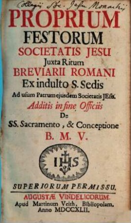 Proprium Jesuitarum Monachii