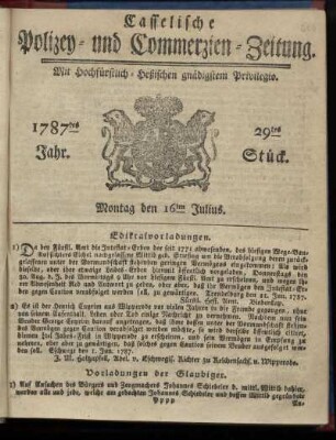 29tes Stueck, Montag den 16ten Julius. 1787