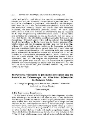 Entwurf eines Fragebogens zur periodischen Erhebungen über den Fortschritt der Verbesserungen der öffentlichen Volksschulen im Deutschen Reiche