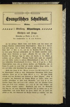 Gleichnis und Frage : Gedanken zu Mark ; 4, 10-12