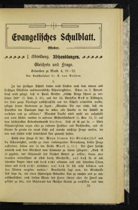 Gleichnis und Frage : Gedanken zu Mark ; 4, 10-12