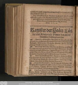 Register der Stätt/ Länder und Königreich/ so unter den zwölff Himlischen Zeichen gelegen sind.