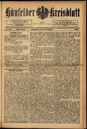 Ausgabe vom Samstag, den 19. Dezember 1896.
