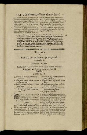 Tit. IV. De Præsentatione, Ordinatione & Investitura novi pastoris.