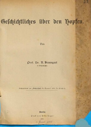 Geschichtliches über den Hopfen