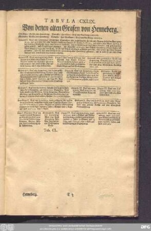 Tabula CXLIX. Von denen alten Grafen von Henneberg.