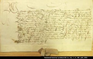 Graf Otto von Rietberg verschreibt seiner Frau Anna von Esens sein Schloß in Eden Anhängendes Siegel verloren