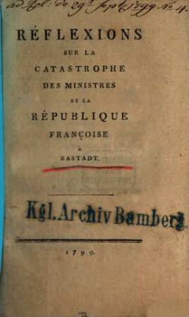 Réflexions sur la catastrophe des ministres de la republique Françoise