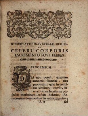 Dissertatio Inavgvralis Medica De Celeri Corporis Incremento Post Febres