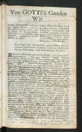 Von Gottes Gnaden Wir ...