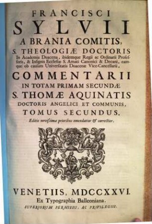 [Opera omnia]. 2, Commentarii in totam primam secundae S. Thomae Aquinatis ...