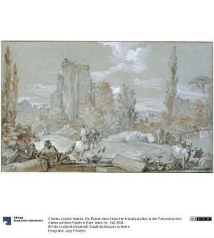 Die Ruinen des römischen Kaiserpalastes in den Farnesinischen Gärten auf dem Palatin in Rom