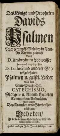 Des Königs und Propheten Davids Psalmen