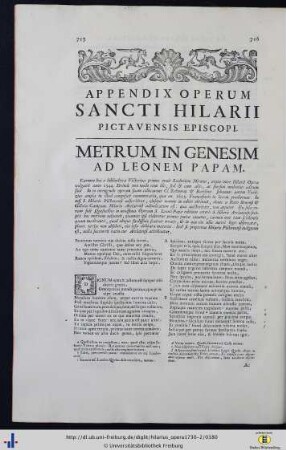 Appendix Operum sancti Hilarii Pictavensis Episcopi.