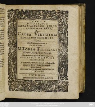 Disputatio Exercitationum Philosophicarum XXXV, De Causa Virtutum Moralium Efficiente
