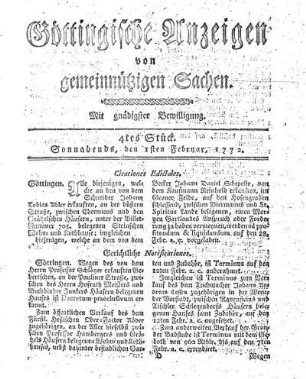 4tes Stück. Sonnabends, den 1sten Februar, 1772.