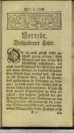 Vorrede. Bescheidener Leser