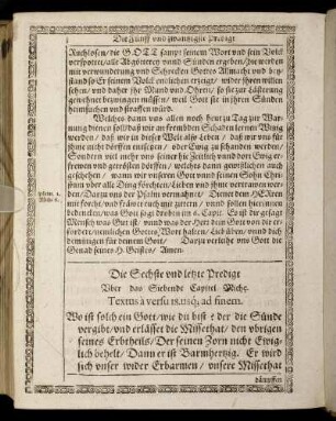 Die Sechste Predigt. Textus a versu 18. usque ad finem.