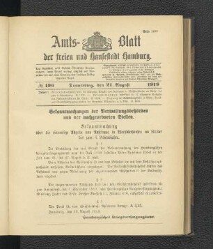 No.196, Donnerstag, den 21. August 1919