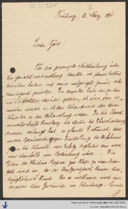 Brief vom 12. März 1891