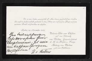Brief von Hedwig Karoline von Chelius und Victoria-Elise von Chelius an Gerhart Hauptmann