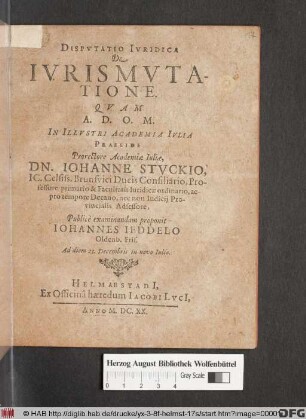 Disputatio Iuridica De Iuris Mutatione