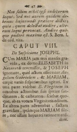 Caput VIII. De suspicione Josephi.