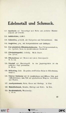 Edelmetall und Schmuck (Nr. 517-634)