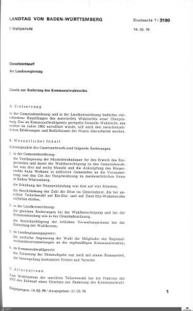 Änderung Kommunalwahlrecht