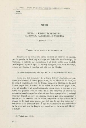 XXIII Bugia - Regno d'Aragona, Valencia, Sardegna e Corsica 7 gennaio 1314