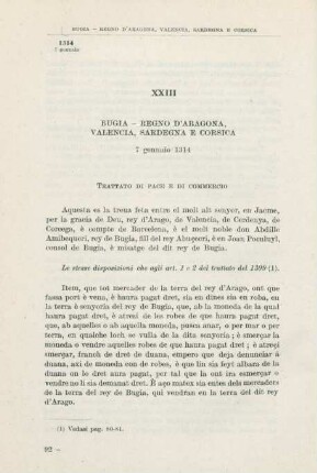 XXIII Bugia - Regno d'Aragona, Valencia, Sardegna e Corsica 7 gennaio 1314