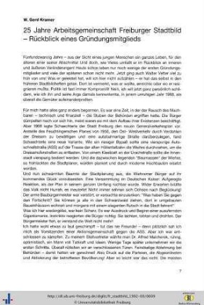 25 Jahre Arbeitsgemeinschaft Freiburger Stadtbild - Rückblick eines Gründungsmitglieds