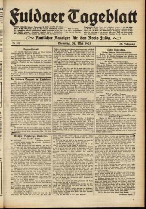 Ausgabe vom Dienstag, den 31. Mai 1921.
