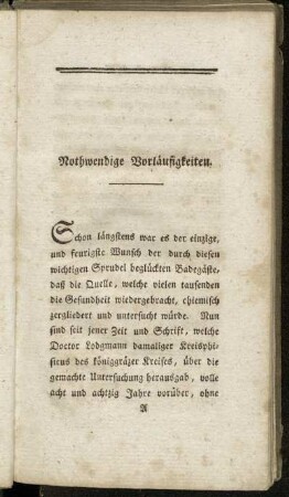 Nothwendige Vorläufigkeiten.