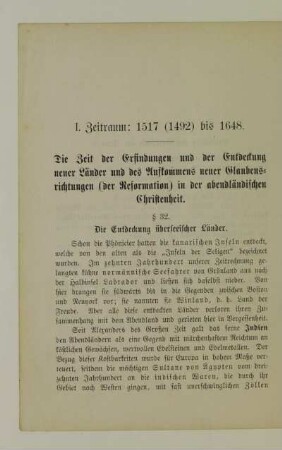 I. Zeitraum: 1517 (1492) bis 1648
