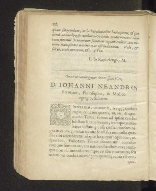 Omni virtutum Ornatissimo Viro, D. Iohanni Neandro, Bremano, Philosopho, & Medico egregio, Salutem.