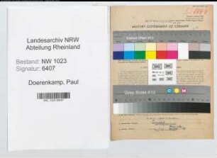 Entnazifizierung Paul Doerenkamp , geb. 08.09.1907 (Steuerassistent)