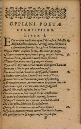 Oppiani poetae cilicis libri de venatione quatuor