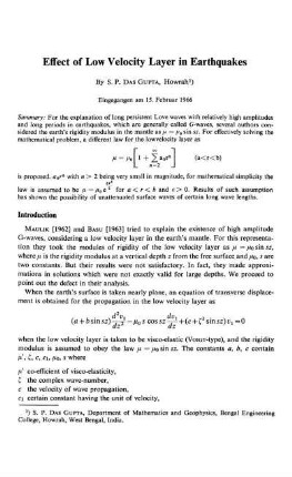 Effect of low velocity layer in earthquakes
