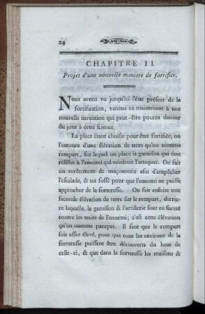 Chapitre II. Projet d'une nouvelle maniere de fortisier.