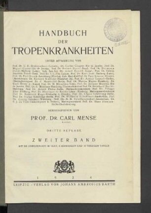 Bd. 2: Handbuch der Tropenkrankheiten