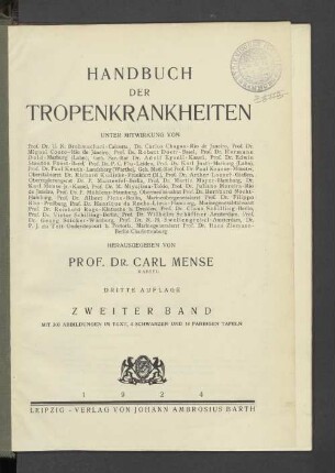 Bd. 2: Handbuch der Tropenkrankheiten